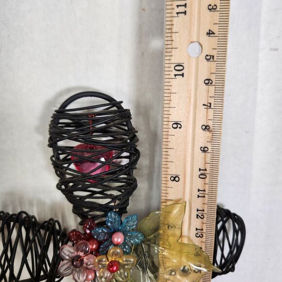 Metal Cross W/ Flowers Blk  10"Long, 7"Wide - Picture 3 of 5